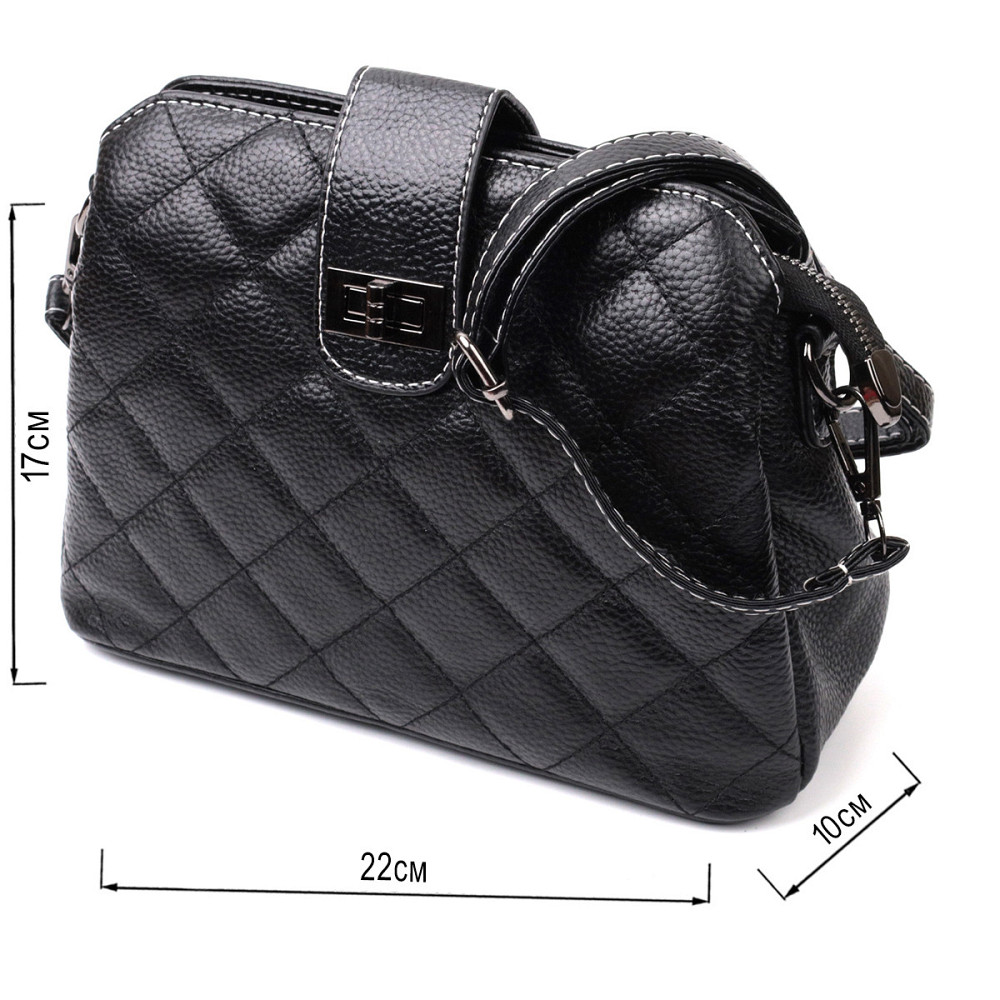 Чудова сумка для стильних жінок із натуральної шкіри Vintage 22415 Чорна Київ - фото 3