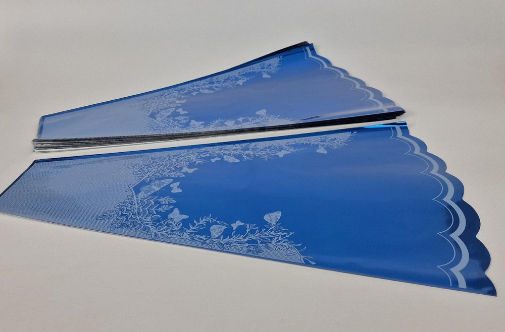 Конусне паковання під квіти h60/13низ/37верх метал синій (100 шт.) візерунок133 (2) (100 шт.) Харків - фото 1