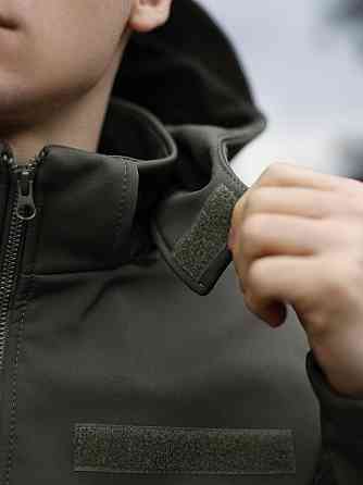 Тактическая мужская куртка софтшел хаки Pobedov Shadow V2 с липучками Киев