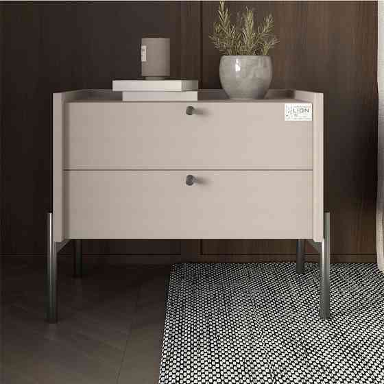 Тумба приліжкова LION Wood з двома шухлядами Кашемір (чорні ножки) (LION-041356) ТОП Львів