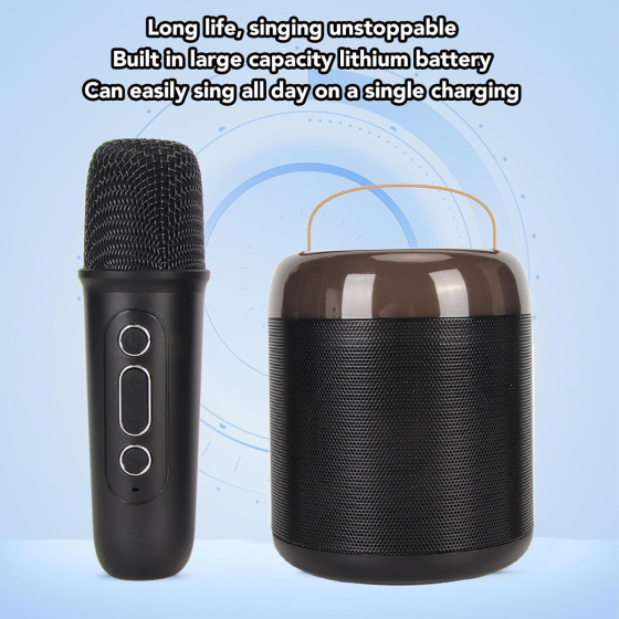 Караоке-машина Y2 Bluetooth 5.3 з 2 мікрофонами, портативна колонка з RGB-підсвічуванням, акумуляторна, чорна Київ
