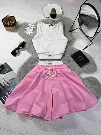 Жіночий стильний повсякденний літній костюм двонитка, натуральний еластичний мікродайвінг Рожевий, 42/44 Одеса