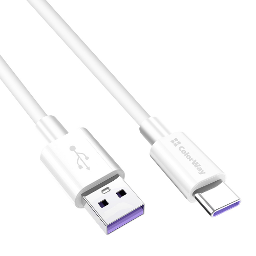 Кабель USB Type-C ColorWay CW-CBUC019-WH 5,0А 1м білий Житомир