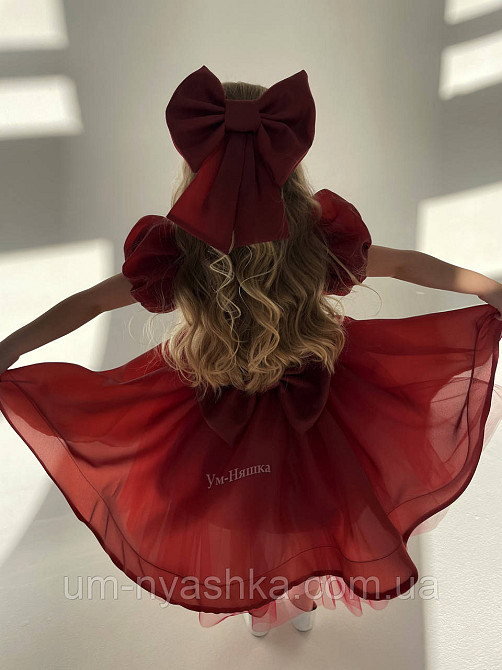 Бордовое платье пышное из шифона с бантом Кривой Рог - изображение 7
