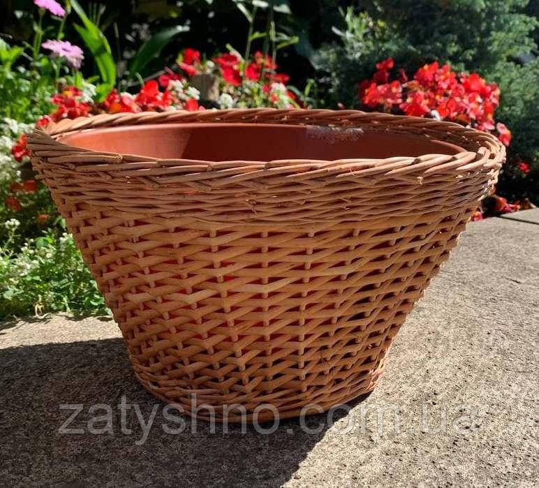 Плетена підставка кругла для квітів на підвіконня Київ - фото 2