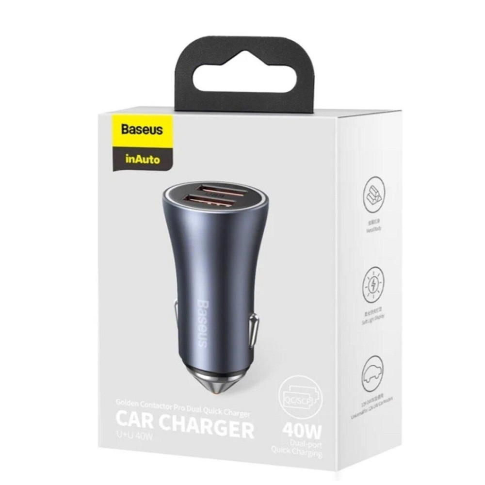 Автомобільний зарядний пристрій Baseus Golden Contactor Pro Dual Quick Charger Car Charger U+U 40W Ковель - фото 2