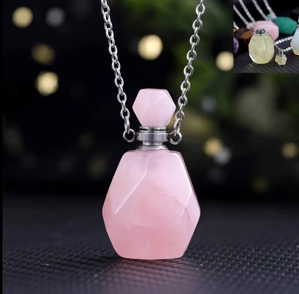 Кулон-флакон з рожевого кварцу на ланцюжку – камінь любові та гармонії Київ - фото 2