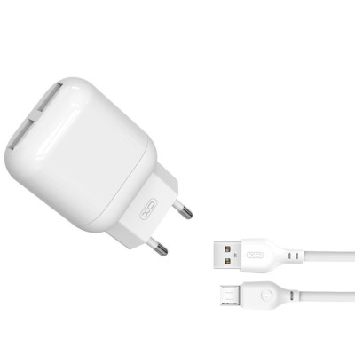 Зарядний пристрій XO 2xUSB 2.4A + cable USB to Micro 5P white (L78-M-WH) Вінниця - фото 1