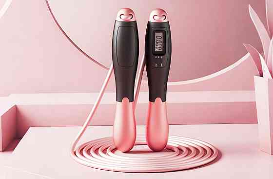 Швидкісна скакалка з лічильником EasyFit чорний-рожевий Коломия