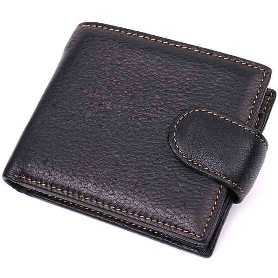 Горизонтальный небольшой кошелек для мужчин из натуральной кожи Vintage sale_15063 Черный Киев