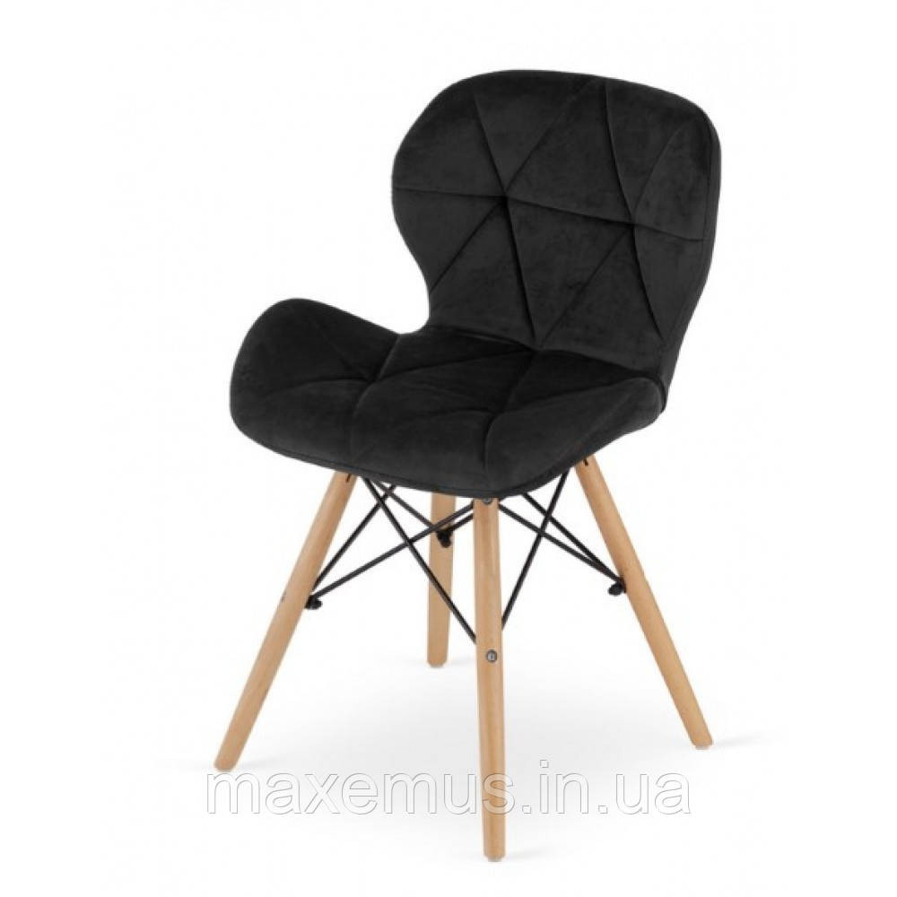 Кухонний стілець В-531 велюр м'який табурет на ніжках в вітальню обідній стілець на кухню чорний Мостиська - фото 2