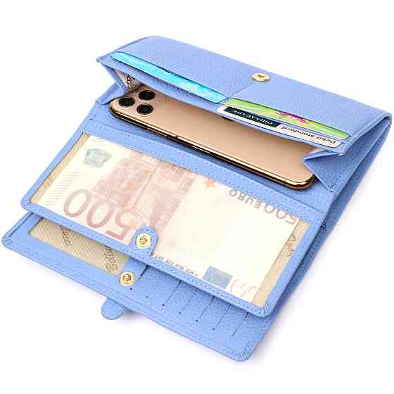 Красивый женский кошелек с большим количеством отделений из натуральной кожи Tony Bellucci 21962 Голубой Киев