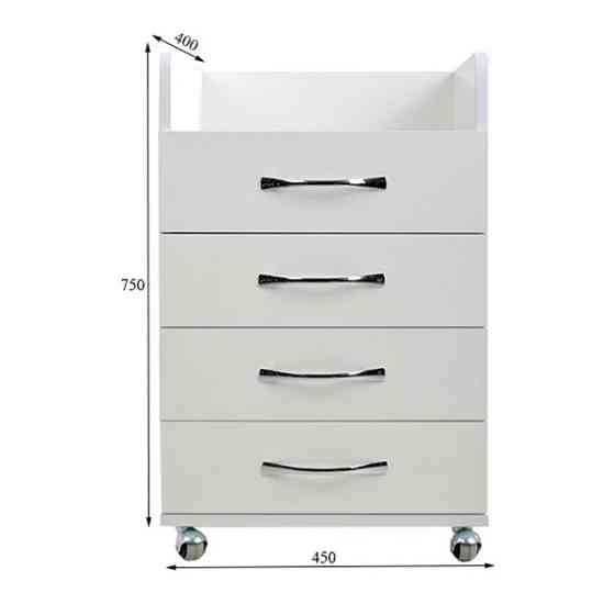 Тумба косметологічна на 4 шухляди Ельф 4 (металеві колеса) Київ