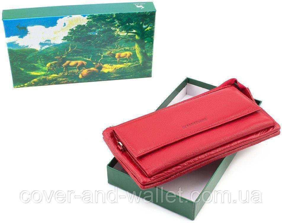 Женский кожаный кошелек клатч красного цвета на магнитах и молнии Marco Coverna MC 6052-2 Киев - изображение 8