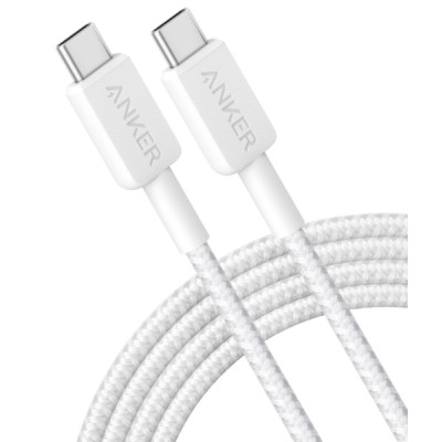 Дата кабель USB-C to USB-C 0.9m nylon 322 white Anker (A81F5H21/A81F5G21) Винница - изображение 2