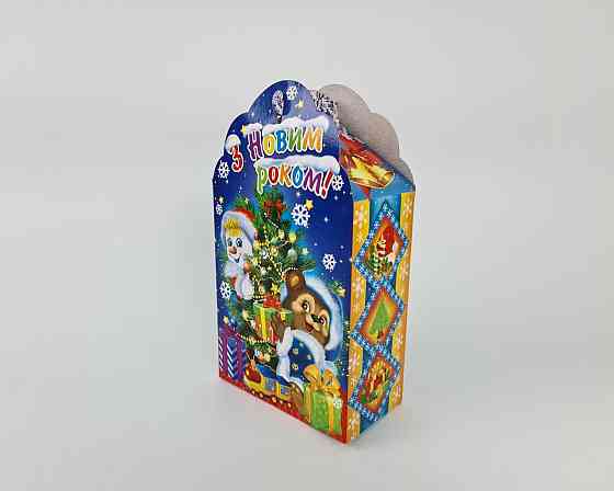 Бумажная коробка для новогодних подарков   (600грм) №223с 