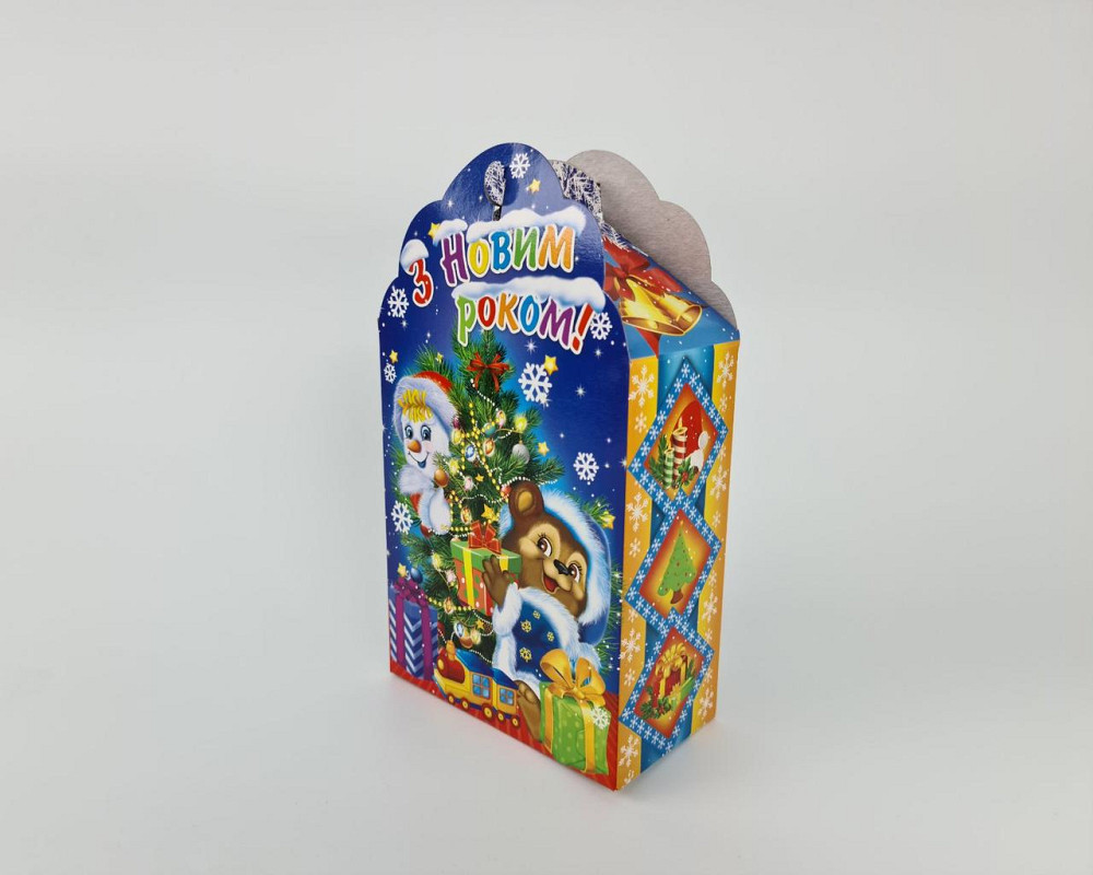 Бумажная коробка для новогодних подарков   (600грм) №223с 