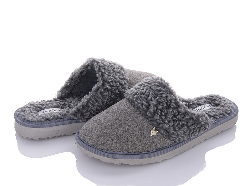 Тапочки чоловічі закриті на овчині теплі з легкою підошвою PaGo "Вовк" сірі Одесса - изображение 1
