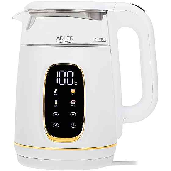 Електрочайник Adler AD 1305 white gold 1850-2200Вт/ 1.7л/ скло/ встановлення температури/ Вінниця