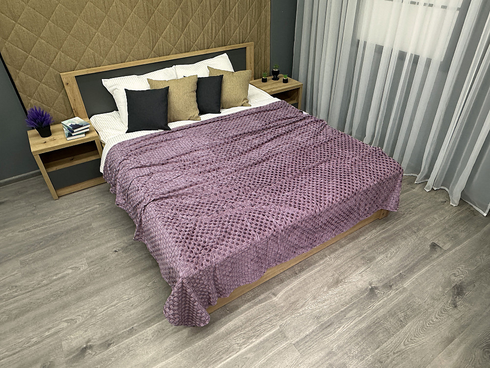 Плед-покривало Шахи 200х210 см (+-5см) Ліловий (87-034) Київ - фото 2