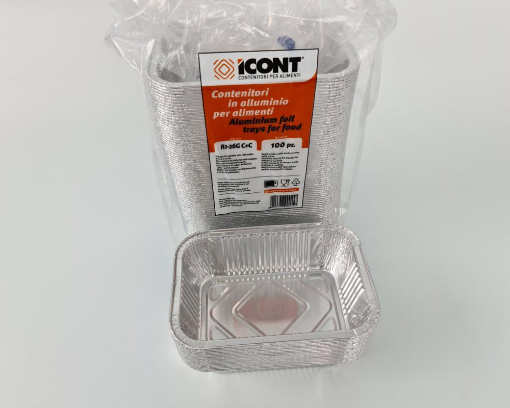 Контейнер из пищевой алюминиевой фольги прямоугольный 520мл R26G 100шт в упаковки (1 пачка) Харьков - изображение 3