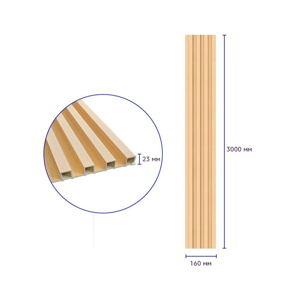 Рейка декоративная WPC стеновая 3000х165х23мм Светлое дерево SW-00002572- Киев - изображение 3