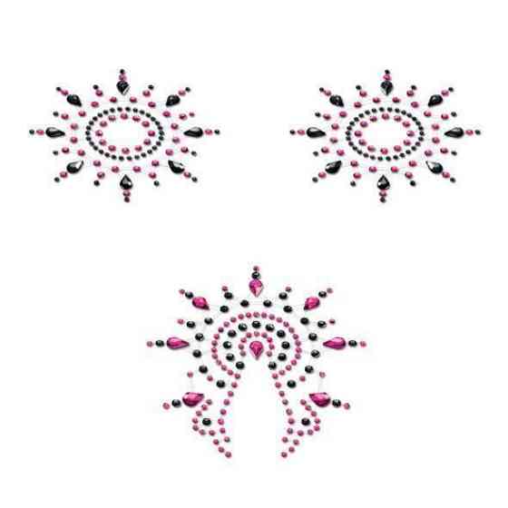 Пестіс з кристалів Petits Joujoux Gloria set of 3 - Black/Pink, прикраса на груди та вульву Sex Aura Київ