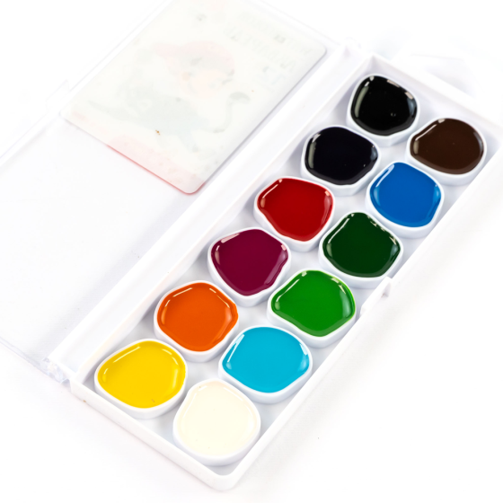 Набор акварельных красок Cats with a Boy 12 кол. б/кистлица ROSA Kids Киев