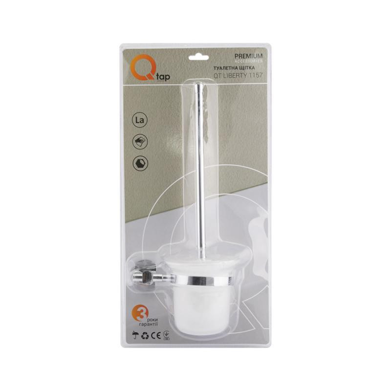 Настінний йоржик для унітаза Qtap Liberty CRM 1157, білий/хром Київ - фото 4