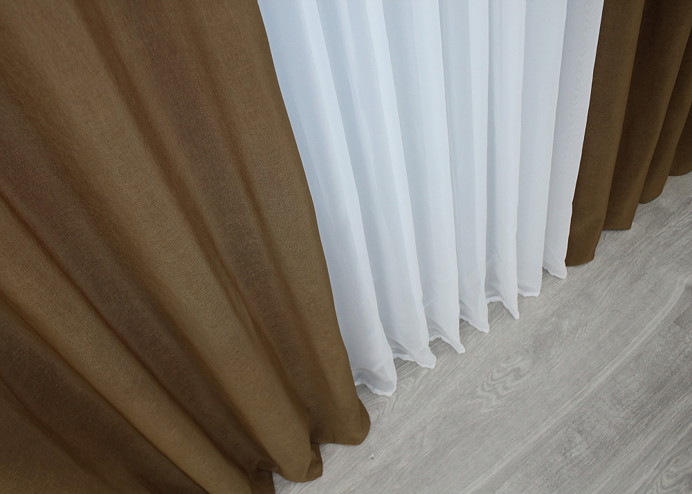 Шторна жакардова тканина, колекція "Ібіца" висота 2,8м колір коричневий 698ш Київ - фото 7