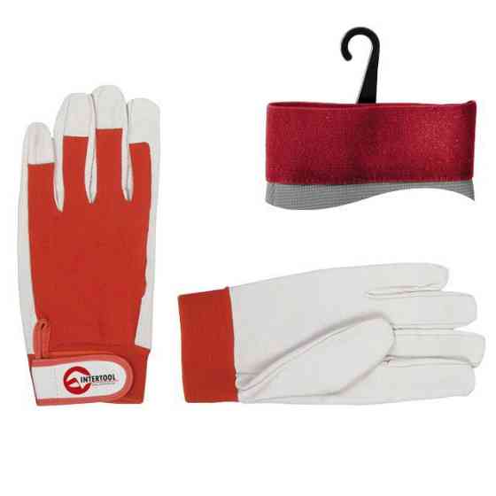 Перчатка кожаная комбинированная из высококачественной кожи и ткани 10 эластичный манжет на липучке GHI Мукачево