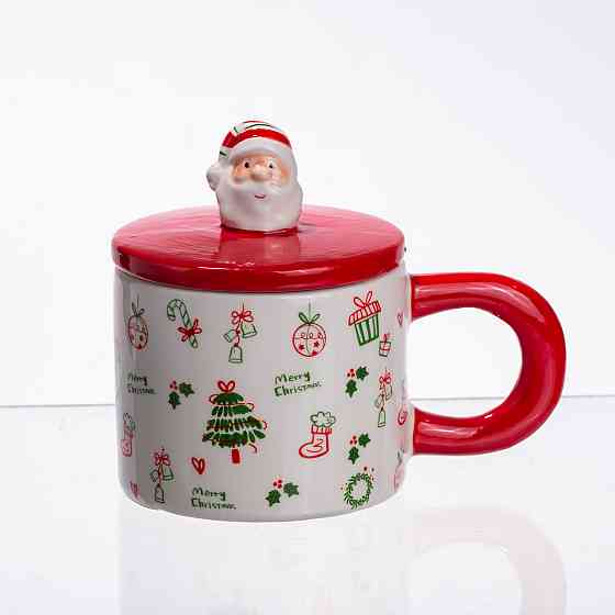 Новорічна порцелянова чашка з кришкою Merry Christmas 350 (мл) CR-1-20 Коломыя