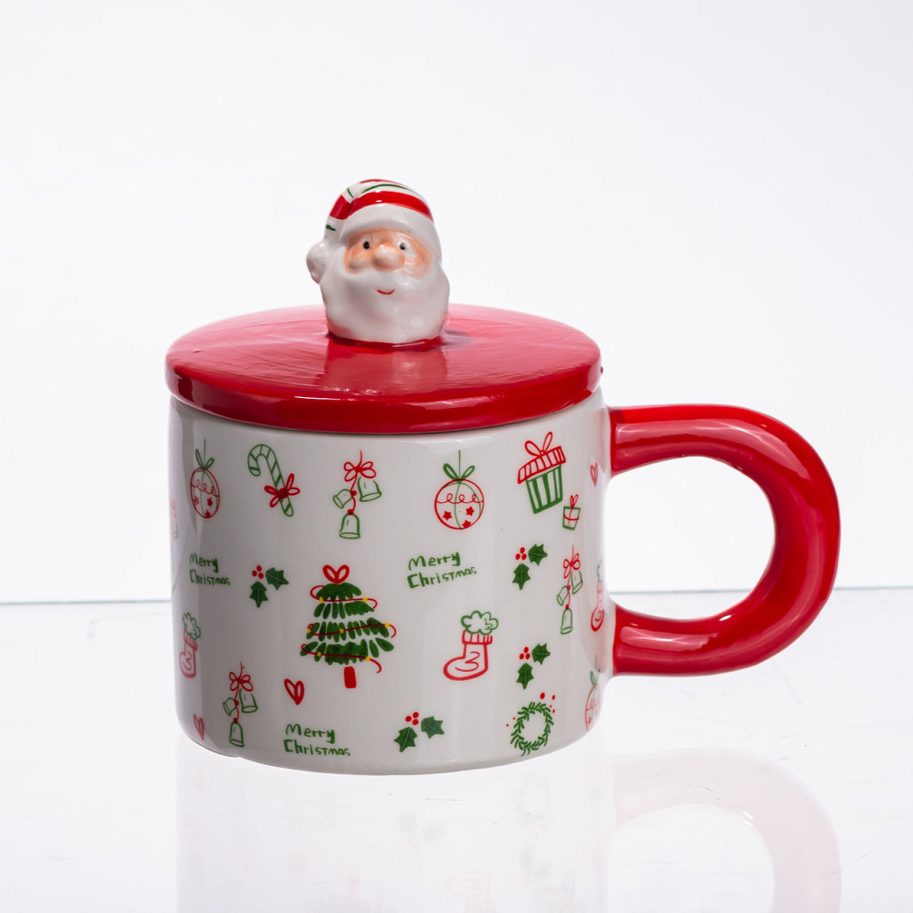 Новорічна порцелянова чашка з кришкою Merry Christmas 350 (мл) CR-1-20 Коломыя - изображение 1