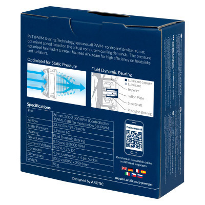 Кулер до корпусу Arctic P8 SLIM PWM PST (ACFAN00295A) Вінниця - фото 6