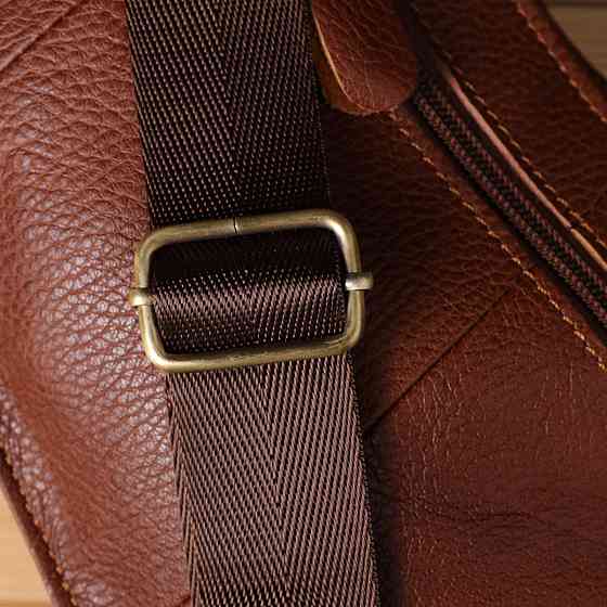 Мужская сумка через плечо из зернистой натуральной кожи Vintage 22966 Коричневый Киев