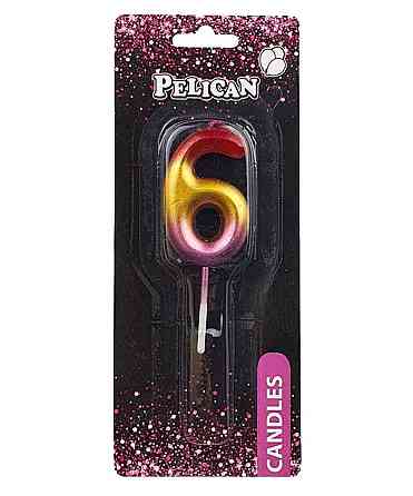 Свічка для торта 6 РАЙДУЖНА 4,5см. 864566 ТМ PELICAN   Solmir Киев