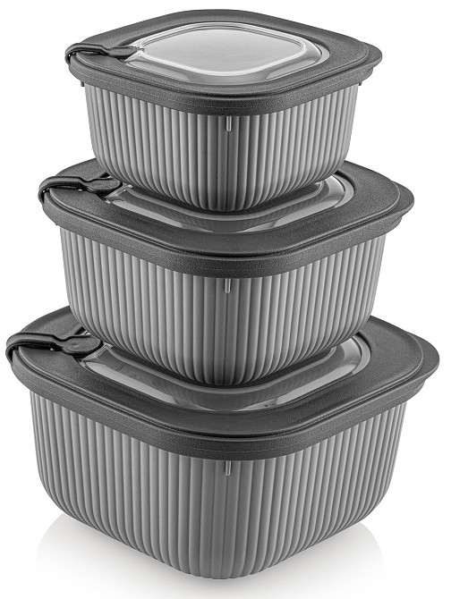 Набір контейнерів Idea Home 00685 Line Box Gray 0.6/1.1/1.8 (00685 Gray) (7180066) Київ - фото 1