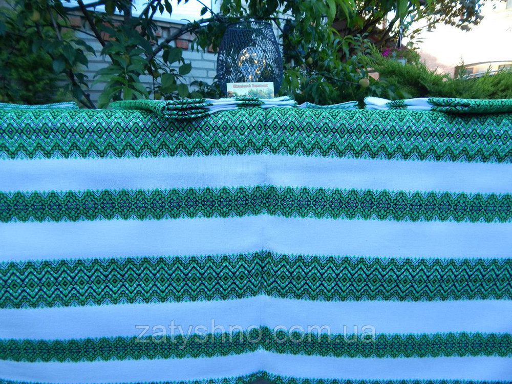 Зелена вишита скатертина з серветками Київ - фото 6