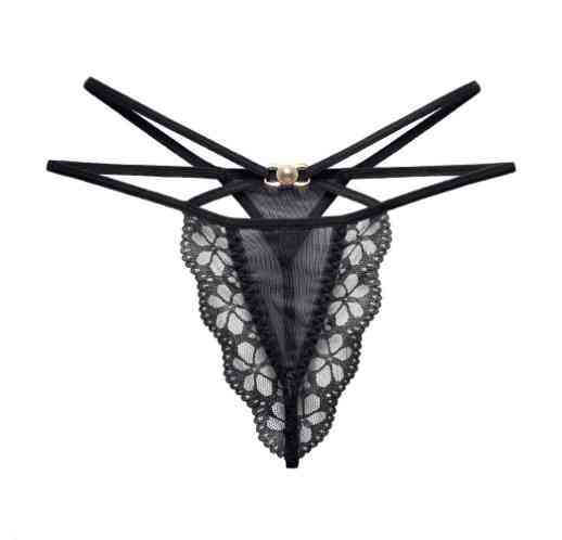 Еротичні стрінги чорні - розмір універсальний, резинка до 90см Київ