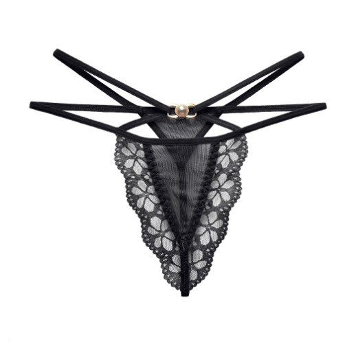 Еротичні стрінги чорні - розмір універсальний, резинка до 90см Київ - фото 2