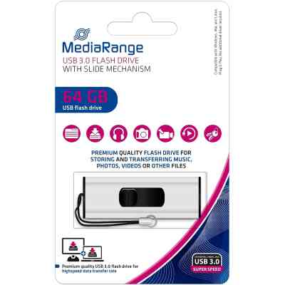 USB флеш накопичувач Mediarange 64GB Black/Silver USB 3.0 (MR917) Вінниця