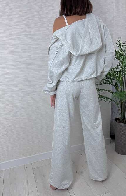 Женский прогулочный костюм тройка: кофта топ и штаны  двунить + микродайвинг Серый, 46/48 Одесса - изображение 5