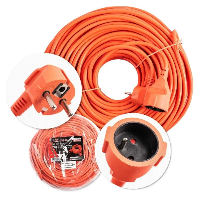 Удлинитель BX-787 50 м 3x2,5 мм² 3000 Вт с заземлением, силовой кабель, оранжевый, бытовой Одесса - изображение 1
