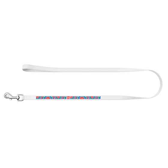 Повідець WAUDOG Design з малюнком "Квіти" (ширина 12мм, довжина 122см) білий Коломия