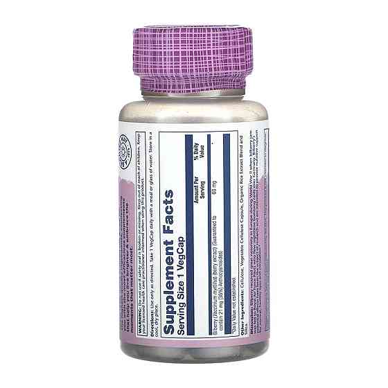 Черника для зрения Solaray Bilberry Berry Extract 60mg 60 вег капс Киев