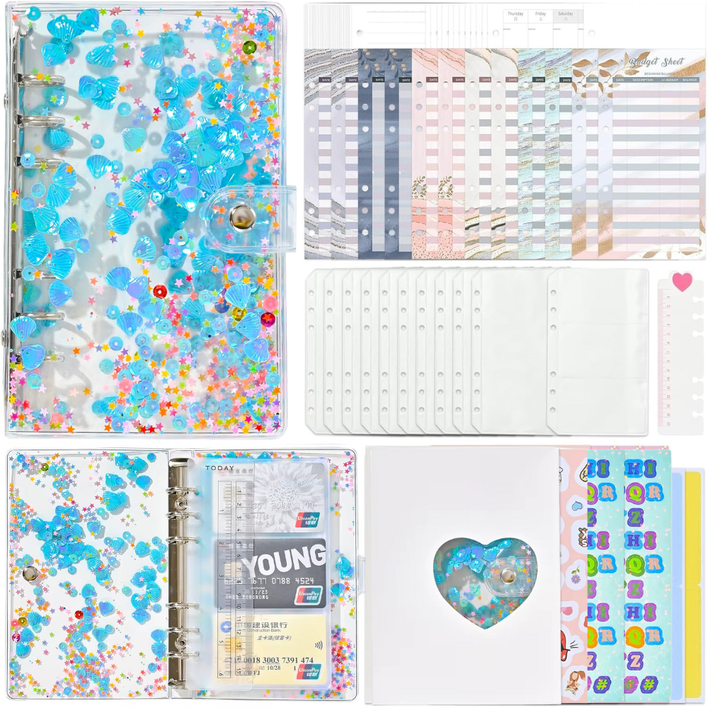 Блокнот-планер для фінансів 12,5х19,5 см, планер бюджету та зберігання грошей, органайзер прозорий з блискітками Кам'янець-Подільський - фото 1