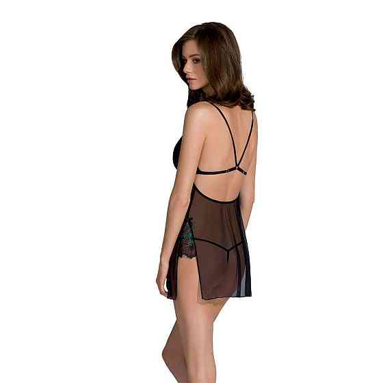 Сорочка Passion DELIENA CHEMISE L/XL black, стрінги із заниженою талією Sex Aura Київ