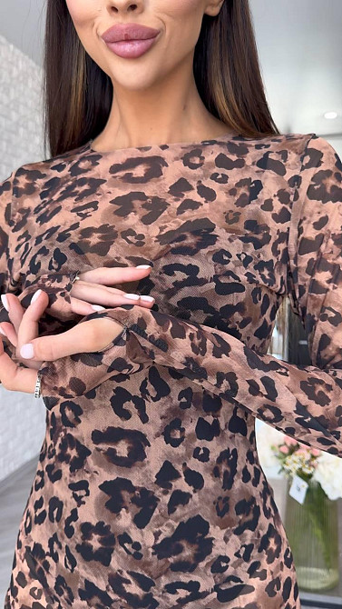 Женское привлекательное облегающее мини платье с рукавом стрейч сетка Одесса - изображение 3