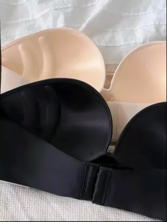 Бюстгальтер с двойным пуш-апом черного цвета с фиксацией без бретелей Киев