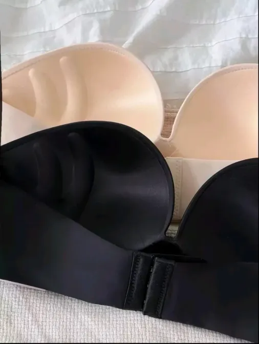 Бюстгальтер с двойным пуш-апом черного цвета с фиксацией без бретелей Киев - изображение 2